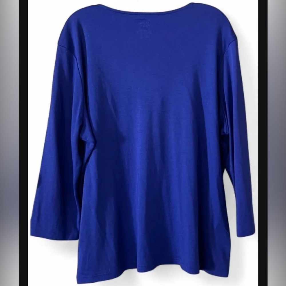L.L. Bean Royal Purple 3/4 Length Sleeve V-Neck Top - Picture 3 of 3